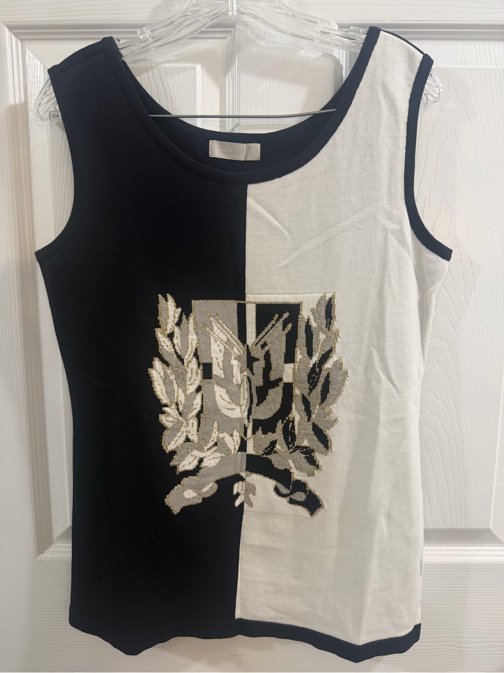 Black & White Crest Colorblock Tank Top